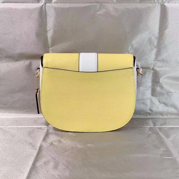 COACH C8296 GEORGIE SADDLE BAG IN COLORBLOCK GOLD/RETRO YELLOW/CHALK - Picture 3 of 5